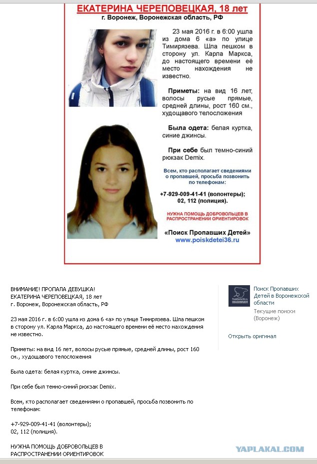 Пропала девушка