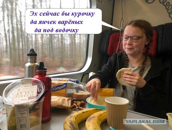 Грета Тунберг, сидя на полу в тамбуре (нет)
