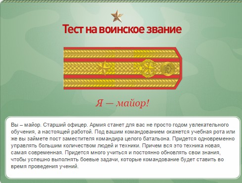 Какое у вас звание? Тест от министерства обороны)