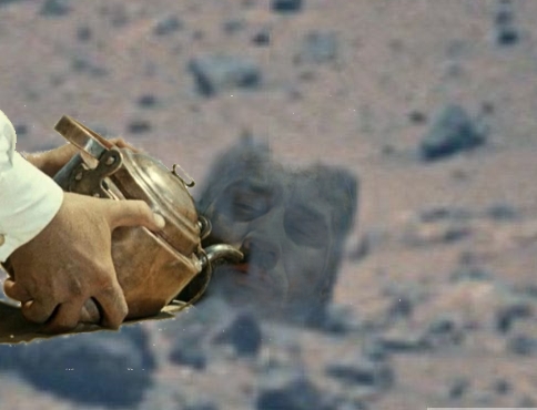 Камень с выгравированным лицом на Google Mars!