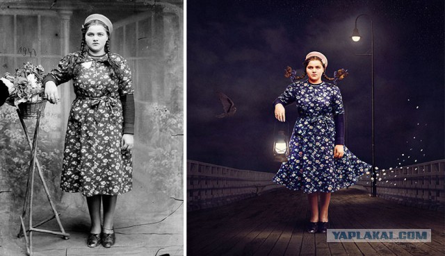 Художница превращает старинные фотографии