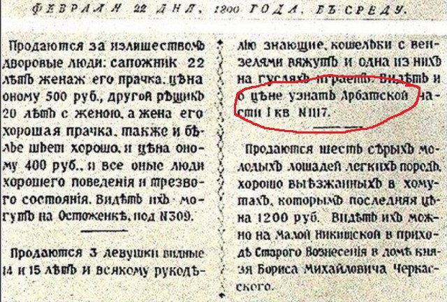 Цена крепостного в царской России