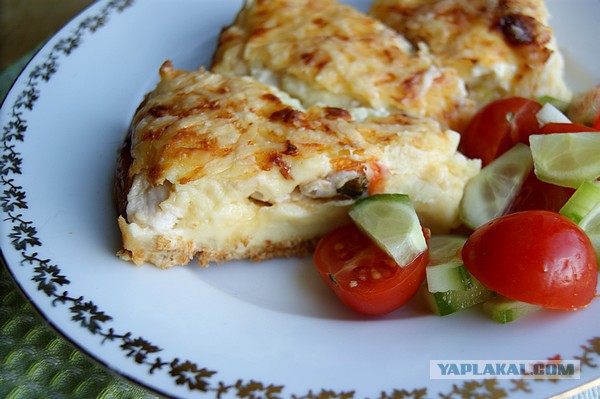 Картофельная запеканка, С курицей, сыром и овощами