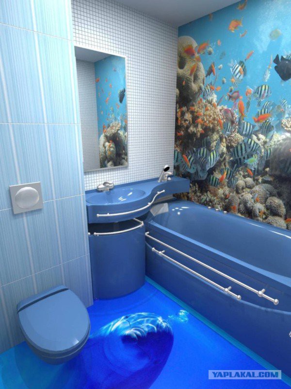 15 идей неповторимых 3D полов для ванной комнаты