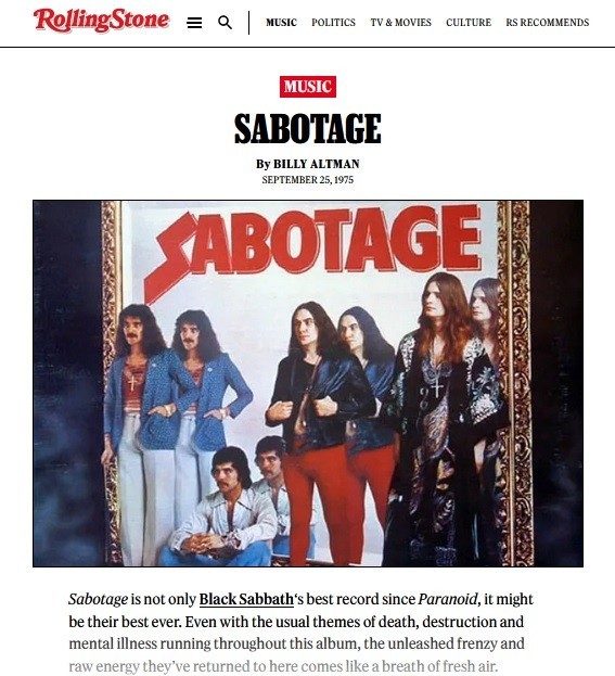 Музыка и музыканты: Black Sabbath «Sabotage»