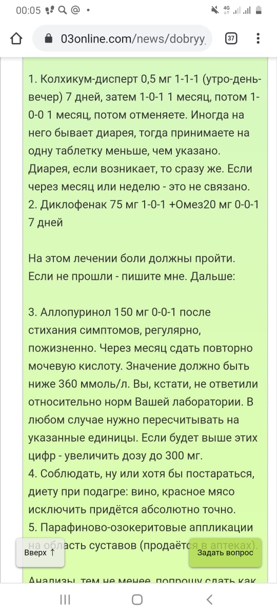 У кого подагра, посоветуйте