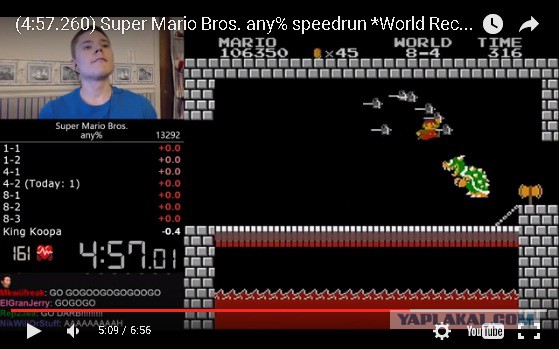 Рекорд в прохождении игры Super Mario Bros. - менее 5 минут