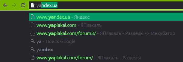 "ya" в адресной строке