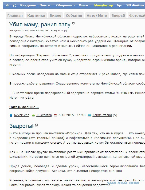Подросток зарезал свою семью из-за запрета играть, в компьютерные игры