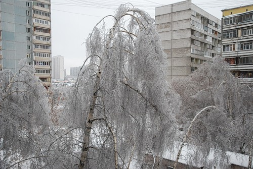 Лед на улицах Москвы
