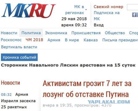 Активистам грозит 7 лет за лозунг об отставке Путина