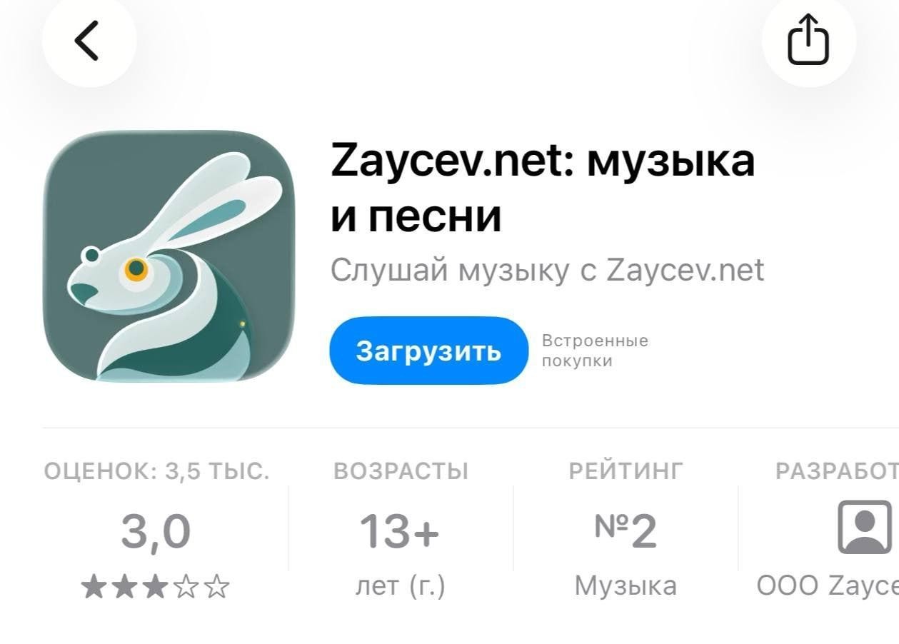 Зайцев.нет внезапно взлетел на второе место российского AppStore среди музыкальных сервисов