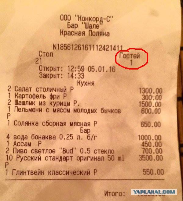 Обед на двоих в Красной поляне