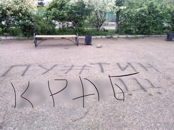 Полиция в Чите разыскивает автора оскорбительного граффити о Путине