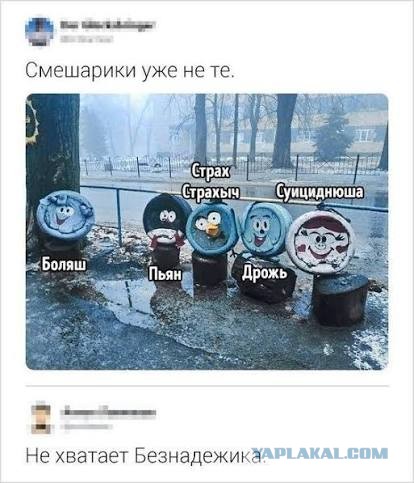 Девушки слепили у себя во дворе Смешнариков