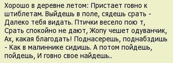 Выйдешь в поле, сядешь ср@ть - далеко тебя видать...