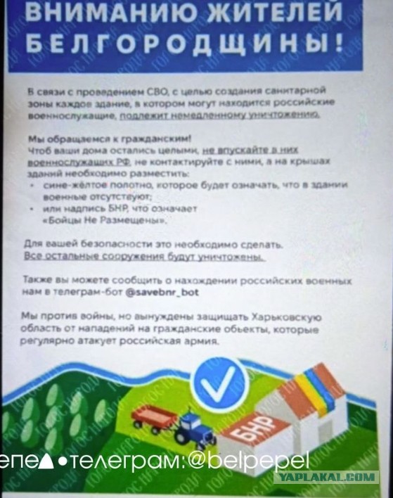 Жительница Белгорода пожаловалась властям на дом, на крыше которого виднелся огромный украинский флаг