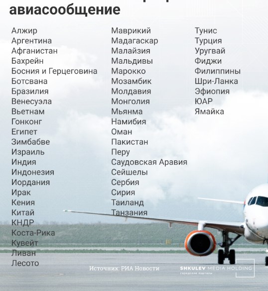 Россия с 9 апреля снимает ограничения на авиасообщение с 52 странами, отменяются ограничения по COVID