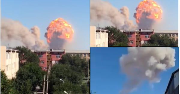 В Казахстане вблизи города Арыс горит крупный военный склад, в городе паника
