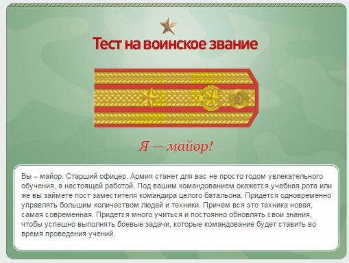 Какое у вас звание? Тест от министерства обороны)