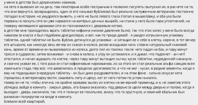 Жил у меня хомяк