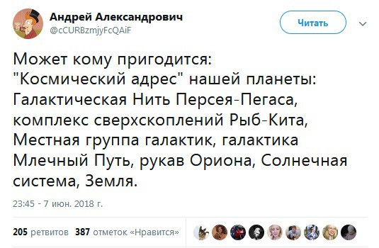 Полный космический адрес