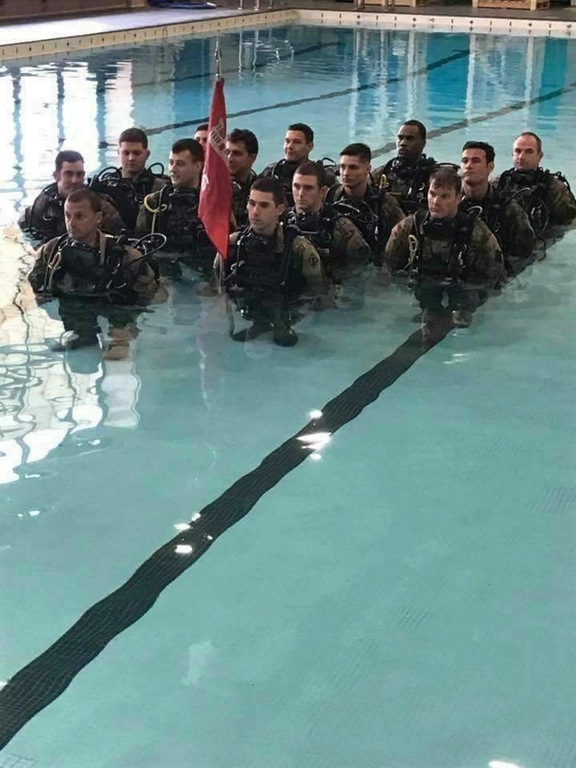 Боевые гномы на тренировке в бассейне.