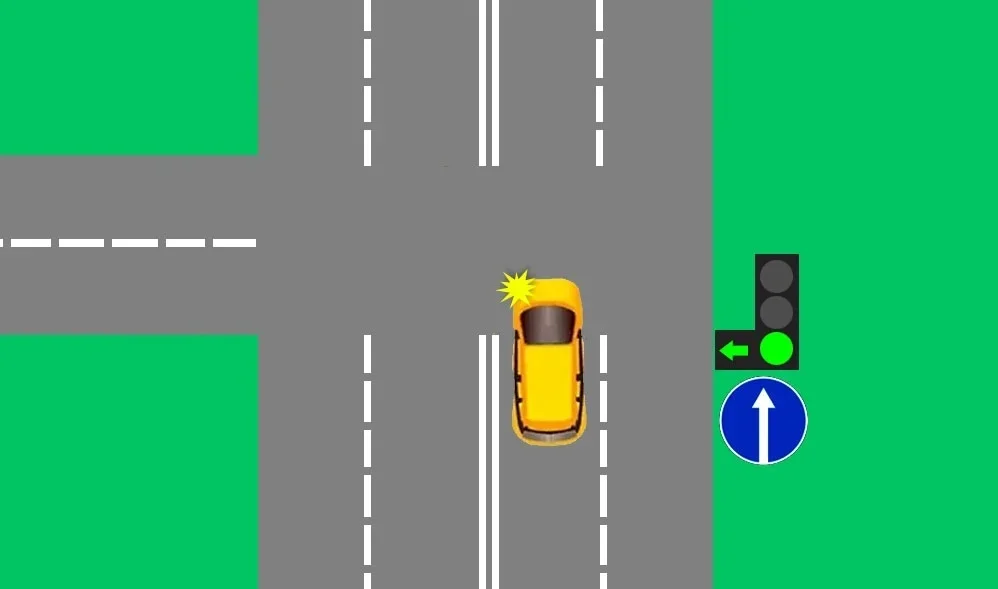 Знак движение на перекрестке. Поворот налево со светофором на полосы. Перекресток со светофором и знаками. Знак на дороге разрешающий поворачивать налево. Разрешен ли поворот на перекрестке