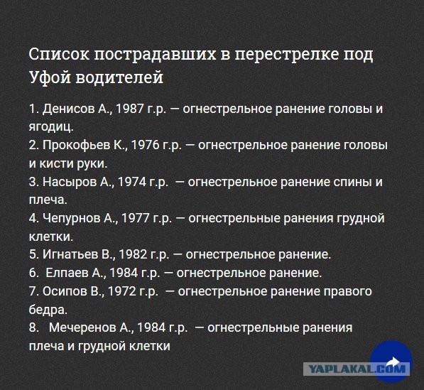 Перестрелка водителей под Уфой