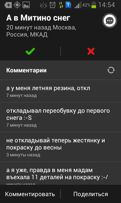 Комментарии водителей, застрявших в пробках