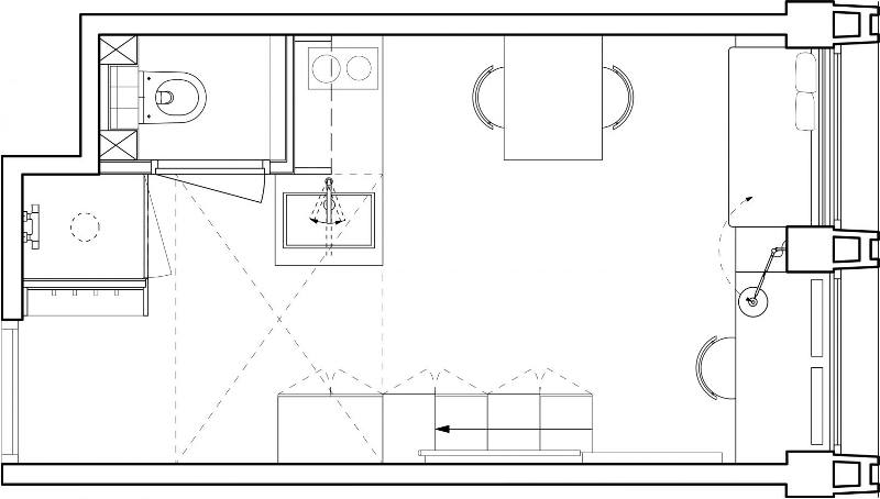 План комнаты в общежитии