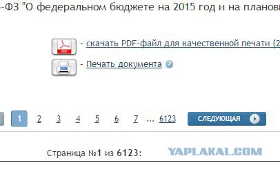Почитал тут Бюджет РФ 2015 из 6123 листов ...
