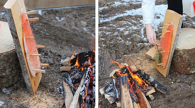 Летняя кухня. Нерка на кедре.