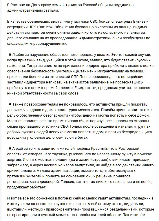 В Ростове-на-Дону осудили (пока по административке) участников Русской общины