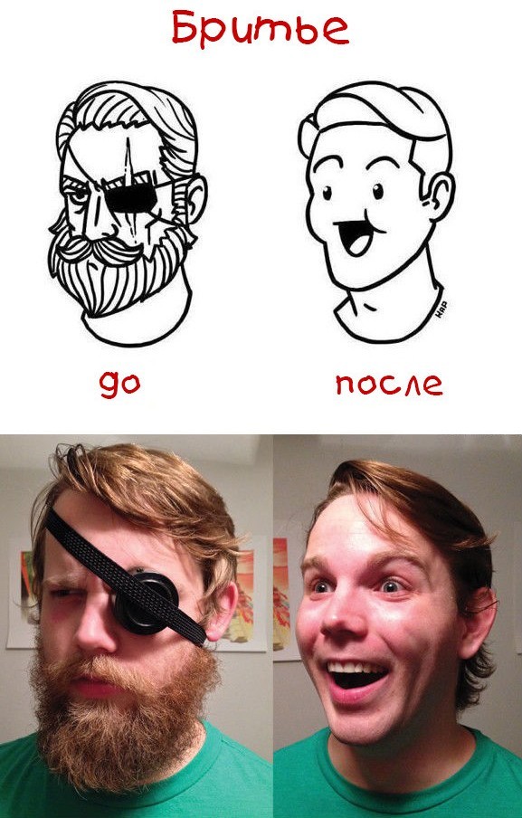 Картинка с бородой и без бороды прикол
