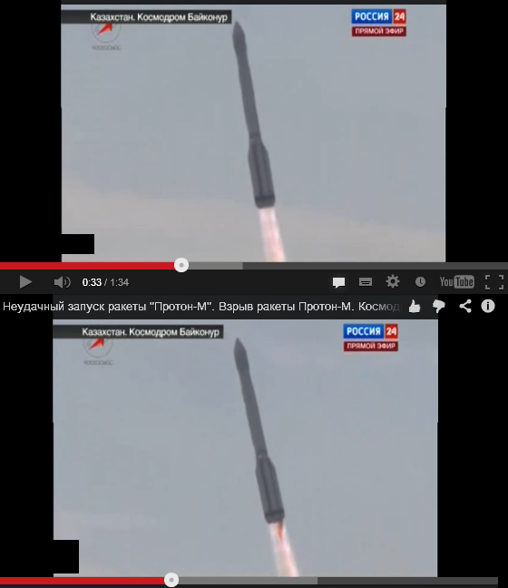 Ракета Протон с 3-мя спутниками Глонасс упала