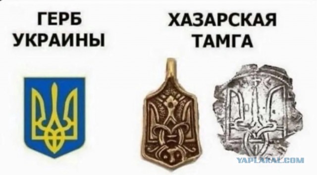 С украинским трезубцем на шапке и американским флагом