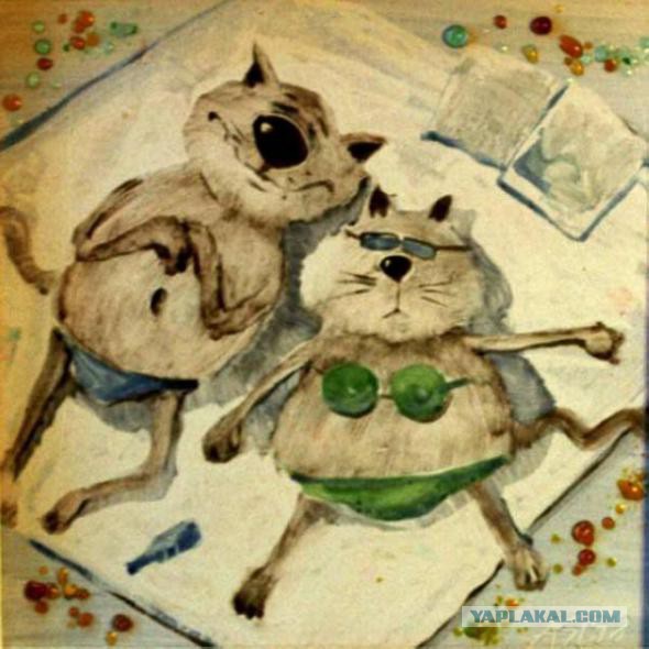 Забавные рисованные кошки