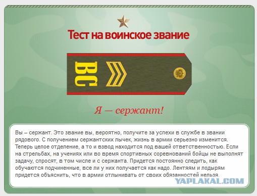 Какое у вас звание? Тест от министерства обороны)