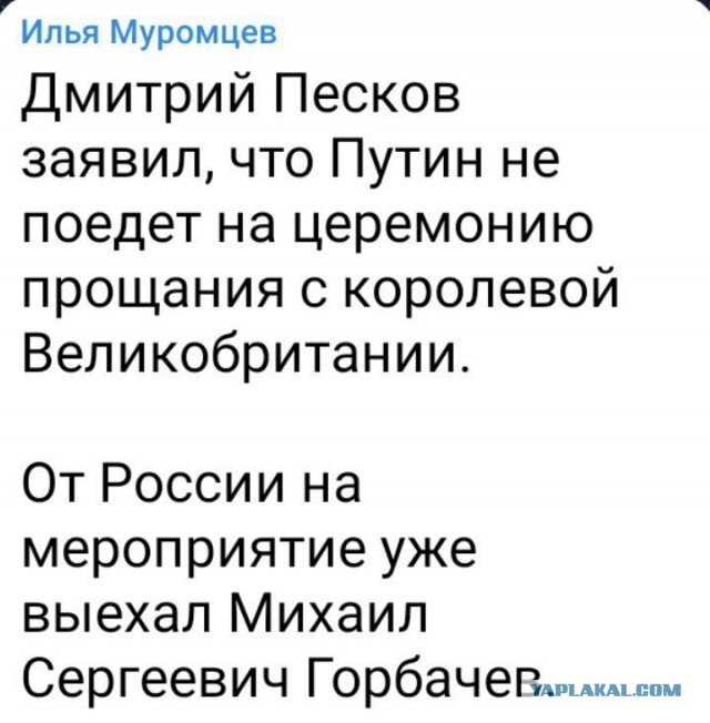 Делегации России и Белоруссии не пригласили на похороны Елизаветы II