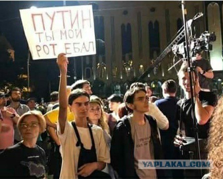 Установлена личность девушки из Тбилиси с оскорбительным плакатом в адрес России