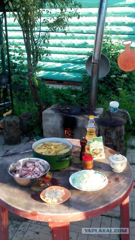 Оджахури с грибами.