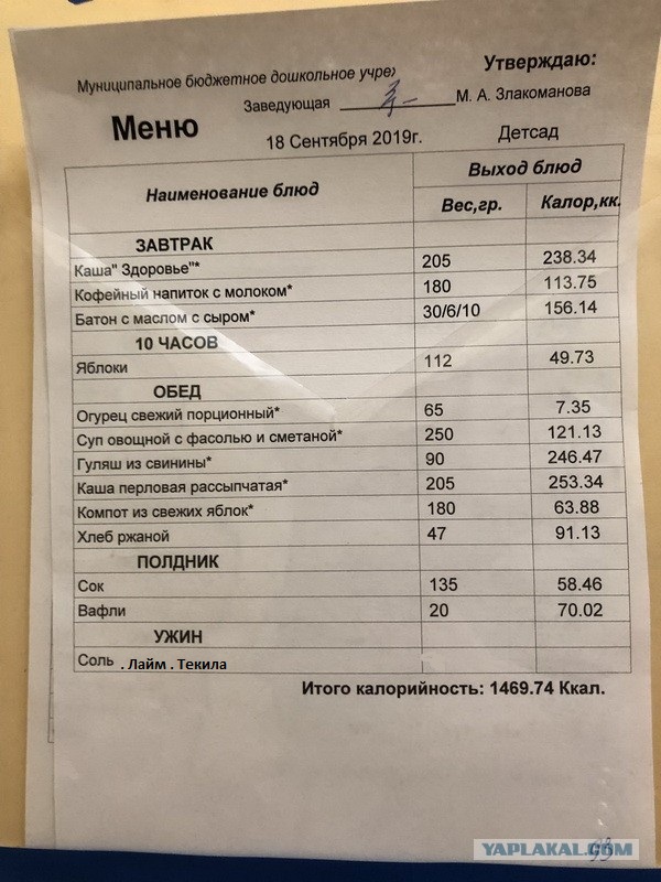 Ужин в садике