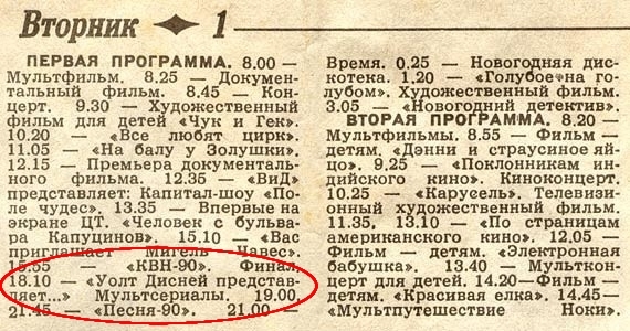 1 января, тридцать лет назад на советских экранах состоялась премьера мультсериалов Дисней!