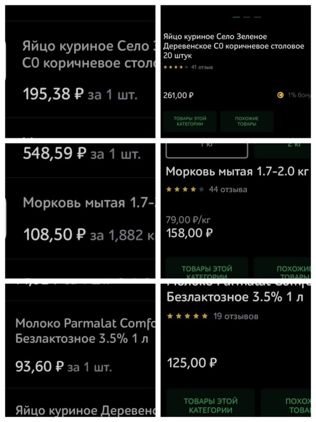 Девушка повторила заказ в Утконосе спустя месяц и сравнила цены