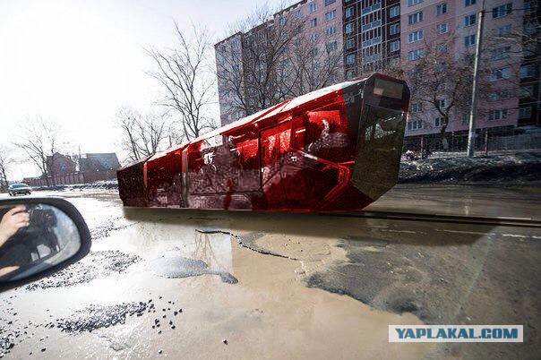 Новый трамвай на улицах города