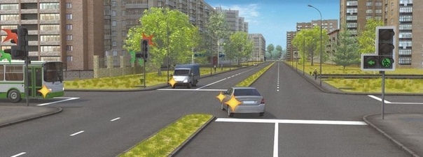 Снова  ПДД вопрос. Кто проедет  первым ?