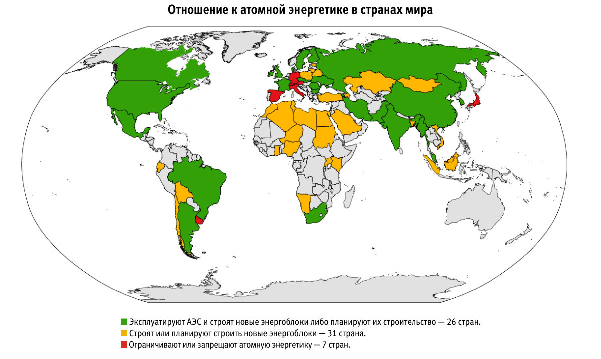 Атомные электростанции в мире карта