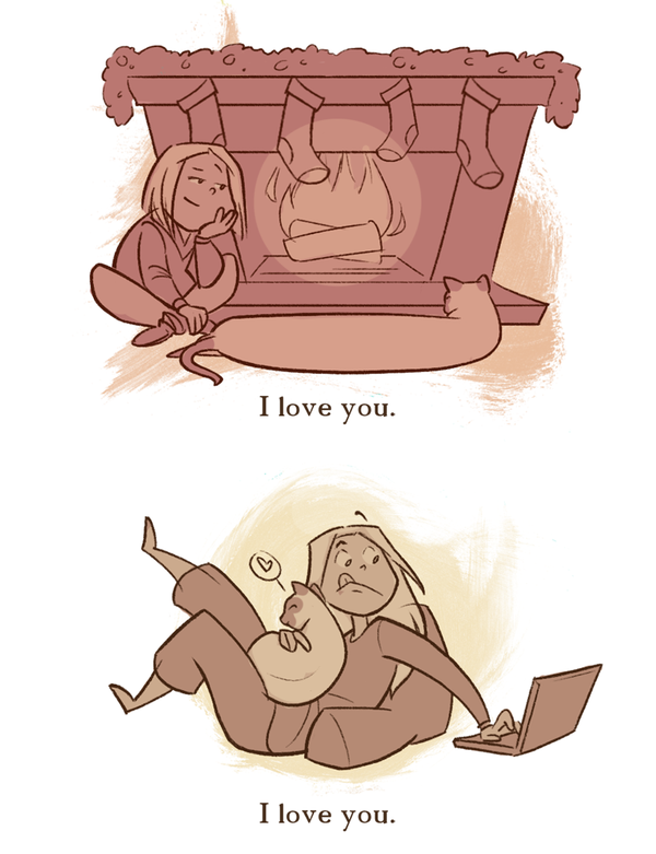 Очень трогательная история одной котеи в рисунках