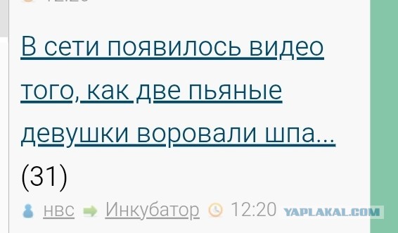 В сети появилось видео того, как две пьяные девушки воровали шпагу у памятника Фехтовальщику во Вроцлаве.